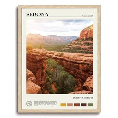 KISSFOX 오크 나무 프레임 벽 아트 세도나 장식 애리조나 캔버스 서부 사막 그림 풍경 여행 포스터 미적 삽화 침실 사무실 거실용 250093, 8x10 Wood, Sedona