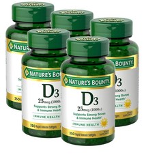 네이처스 바운티 비타민D3 1000 IU 소프트젤 Nature's Bounty Vitamin D3 Softgels, 5개, 350정