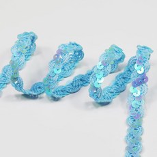 DIY 재봉 드레스 댄스 의상을 위한 12야드 와이드 0.59인치 핑크 세퀸 리본 트림 헤드밴드(핑크), Light Blue, 1개
