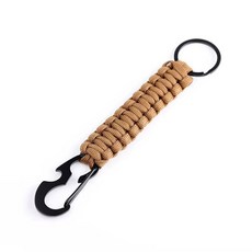 Paracord 키 체인 캠핑 하이킹 야외 생존 도구에 대한 군사 땋은 코어 로프 Carabiner 병따개, Brown 02, 1개