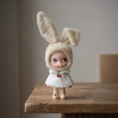 팝마트 지거 Zsiga 액션 피규어 20cm 인형 버니 모자 화이트 숄 2피스 세트 인형옷, 베이지 버니 모자+화이트 숄 세트