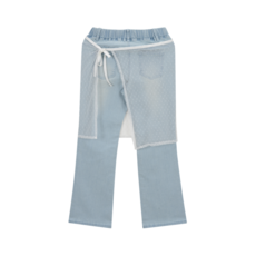 [대박세일] 애플핑크 NC엑스코점/망설이면 품절!!(이월)메쉬 스커트 레이어링 부츠컷 워시드 데님 팬츠/APXP-U111-GSL