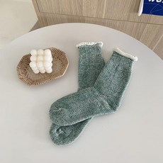 겨울 기모 양말 두꺼운 따뜻한 부츠, 1개, 다크 그린