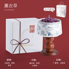三八婦女節山茶花香薰蠟燭禮盒公司開業結婚伴手禮高級感香氛禮物, 烤花款—薰衣草（送禮袋）:1