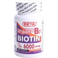 DEVA 純素維生素B7錠 6000mcg, 90顆, 1罐
