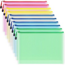 보드 게임 & 퍼즐 사무실 학교 용품 장난감 화장품 여행 저장소를 위한 방수 문서 지퍼 가방을 위한 의 팩 A4 편지 크기 지퍼 메쉬 문서 가방 메쉬 가방, 10개, Multicolor