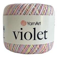 Yarn Art 타래 1개 YarnArt 바이올렛 머서리화 면사 실 100개 크로셰 레이스 핸드 뜨개질 실 자수 예술 공예 (크림 326), 멜란지 - 3194