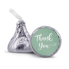 Thank You Heart 스크립트 선물 스티커 미니 키스 캔디 스티커 216개 (시폼 그린), 씨폼 그린