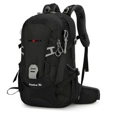 니이카아웃도어 등산배낭 하이킹 여행 대용량 수납 배낭 방수커버포함, 블랙