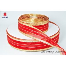 台孟牌 雪紗 金蔥 緞帶 38mm 紅色 台灣製造 包裝 材料 禮品禮盒 服裝 佈置 緞帶花 蝴蝶結 婚禮 魚尾紗 花藝, 1件