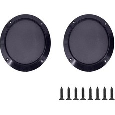 10인치 유니버설 스피커 그릴 메시 커버 원형 장식 링 우퍼 보호 자동차 홈 스테레오 DIY 액세서리 블랙 8Pcs 나사 포함 2개, 6.5 Inch