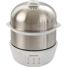 HOME MARVEL 全不鏽鋼雙層多功能蒸蛋器 白色, HMBEK-10