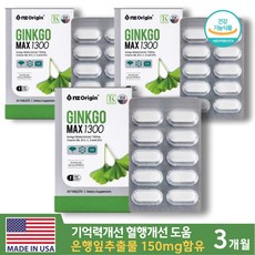 은행잎추출물 징코 MAX1300 3박스x30정 기억력개선 혈관확장개선 도움 아연 비타민