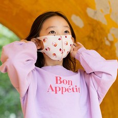 WH0549 컵케익 빨아쓰는 마스크-베이지 초등학생 유아 아동 주니어 빨아쓰는 캐릭터 면 마스크 중학생 dew+578xy