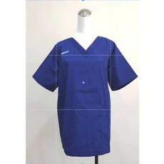 萊亞生活館 女款V字領刷手服, 寶藍色(單上衣),L, 1個