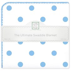 SwaddleDesigns 유아용 코튼 소프트 US 플란넬 목욕 담요 트루 블루 주얼 톤 모드 서클 182630, 블루 빅 도트