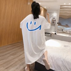 탑트레일 홈웨어 미소 반팔 빅사이즈 원피스 집순이원피스 가벼운원피스