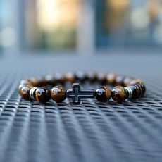 오아시스 주얼 만사형통 재물운 십자가 팔찌 호안석 오닉스 남자 여자 행운 원석 금전운 사업운 성공운 액막이 시험합격 운동선수 기독교 천주교 묵주 생물 비휴