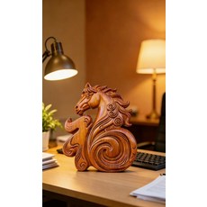 花梨木 黑檀木 馬上有福 福馬擺件 高度14cm 19cm, 如圖所示, 1個