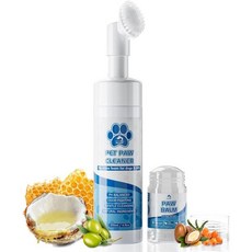 강아지와 고양이를 위한 발 클리너 밤 세트 건조한 금이 간 반려동물 그루밍 노린스 폼 부드럽게 청소하고 발과 코를 보호하는 천연 포뮬러 관리 키트, 강아지와 고양이 발 클리너 & 밤 세트 건조한 금이 간, 1개