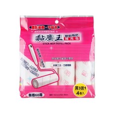 黏塵王 膠黏拖把 補充包 四入, 1個, 膠黏替換包<四入>