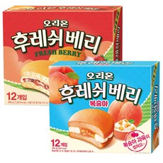 오리온 후레쉬베리 2종 (딸기+복숭아) 336g(12개입), 1세트, 336g