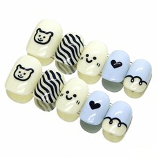 可愛卡通兒童穿戴甲 萌娃必備漫畫兒童指甲貼 6-15歲小童美甲貼片 短款可拆卸假指甲, 1個, K010可愛熊熊, 無