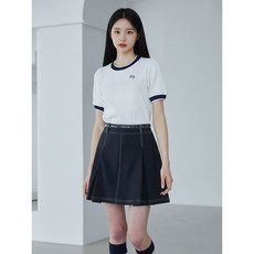 HALEY 여성용 화이트 스티치 맞주름 큐롯 스커트 HFBWK1208