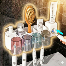 모노리 무타공 강력접착 칫솔 거치대 4인용 + 원터치 치약짜개 SET 정리대, 1개