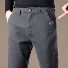 AOKADA 남성 가을 스판 일자 팬츠 루즈핏 스판 일자 면바지