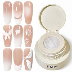GAOY 쿠션 옴브레 페인팅 젤 스폰지 포함 닦지 않는 그라데이션 패팅 젤 폴리쉬 옴브레 아우라 블러쉬 및 블렌드 네일 아트 가정 및 미용실용 고발색 화이트