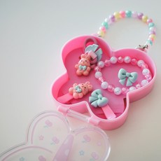 Baby童衣 女童飾品盒 兒童串珠手鍊飾品盒 DIY玩具首飾組 可愛卡通造型 激發創意, 1個, 粉色蝴蝶