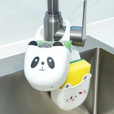 싱크대망 수세미걸이 거치대 2개 1세트 흰색 고양이 팬더 주방 물빠짐 숑숑마녀, 화이트