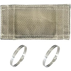 DEGEOVERLIN 티타늄 파이프 히트 쉴드 4인치 x 8인치 배기 랩 모터사이클 가드 커버 2개의 PCS 스테인리스 스틸 클램프 포함, 4'' x 8''