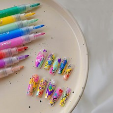 [디비투] 젤네일 드로잉펜 12색 셀프네일아트재료, 1개, 핑크