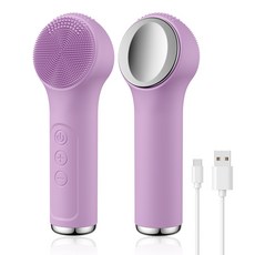 실리콘 진동클렌저 세안 브러시 온열 얼굴마사지기SK0310 고주파마사지기 휴대용, 1개, 퍼플