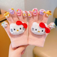兒童卡通庫洛米手套冬季保暖防凍男女童卡通diy寶寶加厚五指手套Doly