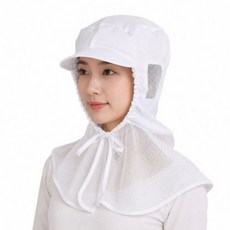 패브릭 망사 귀 메쉬 넥커버 작업 통풍형 위생 모자, 1개, 단품
