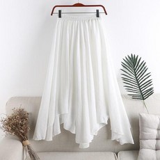 Elegant Pleated Skirt for Women Korean Elastic High Waist A-line Long Skirts 2022 Summer Beach Casua