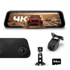 Stinger 지프 랭글러 JL 2018 9.7인치 4K UHD 터치스크린 디지털 백미러 모니터 전면 대시캠 2K 백업 카메라 눈부심 방지 야간 시야 64GB SD 카드가 있는, Jeep Gladiator JT