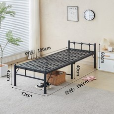 折疊床 午休床 床簡易折疊床單人床陪護床出租房單人床雙人床值班室午休床家用床, 黑色鐵條床73寬