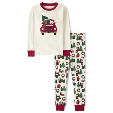 Gymboree 어린이 및 유아용 100% 면 홀리데이 긴소매 상의 및 바지 파자마 세트 홀리데이 레드 트럭 12-18개월103977