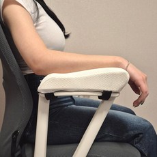 [인체공학] 커버무드 메모리폼 의자 팔걸이 쿠션, 화이트, 2개