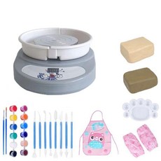 도자기물레 전기 가정용 체험용 소형 도예기구 회전판 점토 배우기, 플러그인, 회색 디지털