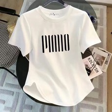 여름용 아치형 배 커버 슬림핏 골지 반팔 티셔츠 t 셔츠 상의는 넉넉합니다. mm 빅사이즈 여성용 세련된 반소매 티셔츠