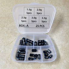 25 리드 세트 DNDYUJU 빠른 0G 130 상자 PESCA 무게 싱커 교체 액세서리 낚시 태클 5G 눈금자, 25PCS BOX A, 1개