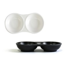 니즈플리 2칸 원형 분식집반찬그릇 간장그릇 밑반찬접시 고기집소스접시 쌈장그릇, 매트원형2절종지G-0508 크림