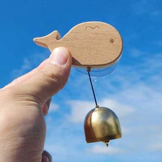 맑고 청아한 원목 강력자석 도어벨 현관문 출입문 미니종, 고래