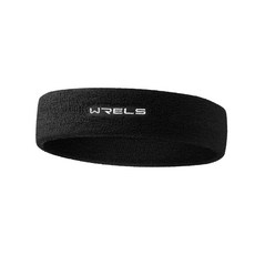 WRELS 테리 스포츠 헤어밴드 땀흡수 통기성 고탄력 미끄럼방지 헬스 러닝용 남녀공용, 1개, 블랙