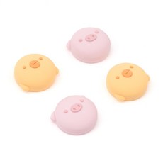 QTR PS5搖桿帽 極想 貓咪搖桿帽 PS4/XBOX/Pro手把通用 萌萌肉球Q彈 蘑菇頭 類比套 搖桿套 鯊魚, 1個, (極想)小豬小雞(四入)